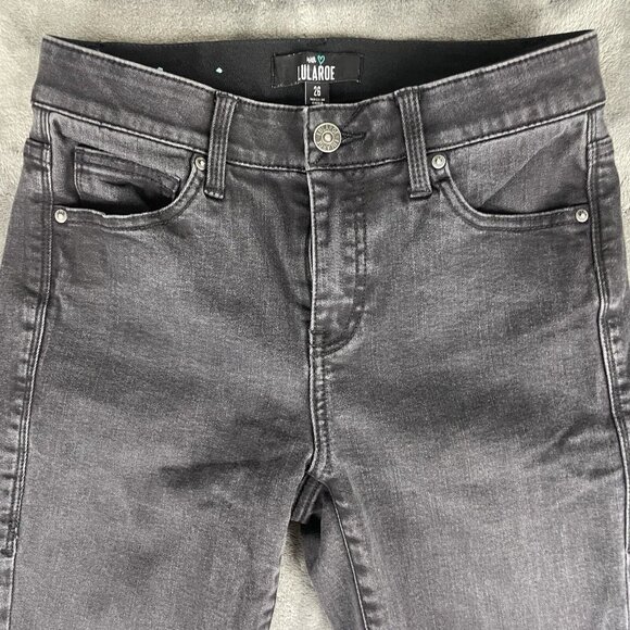 Luluroe Jeans Womens 26 Black Skinny Mid Rise Stretch Denim - Picture 3 of 9